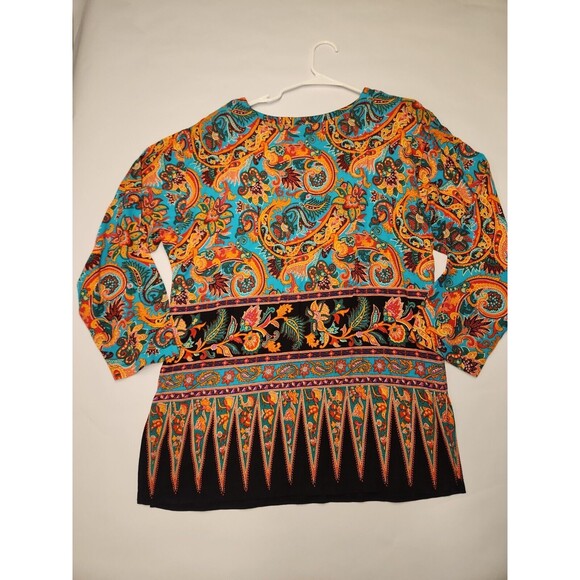 Vintage 80s Ruth Norman Signature Kaftan Style Top Size Medium Shoulder Pads - Picture 4 of 12